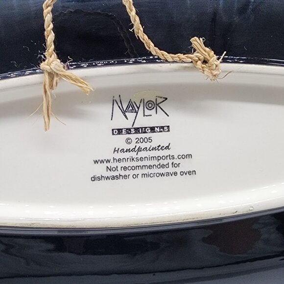 Naylor Designs Ceramic Cat Hanging Plate Black Background Colorful 2005 VTG - Picture 5 of 13